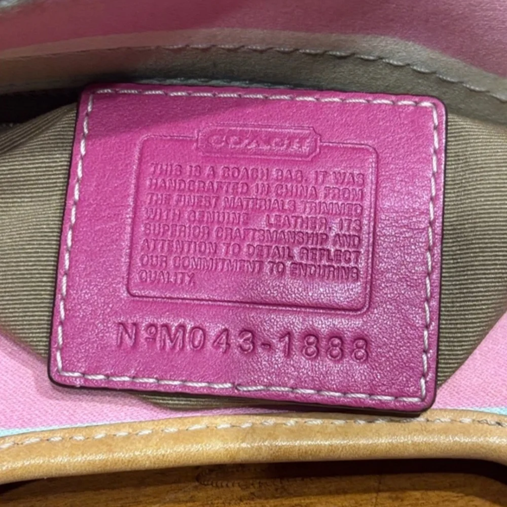 Coach Striped Signature Small Tote in Pink and Tan - Picture 10 of 12